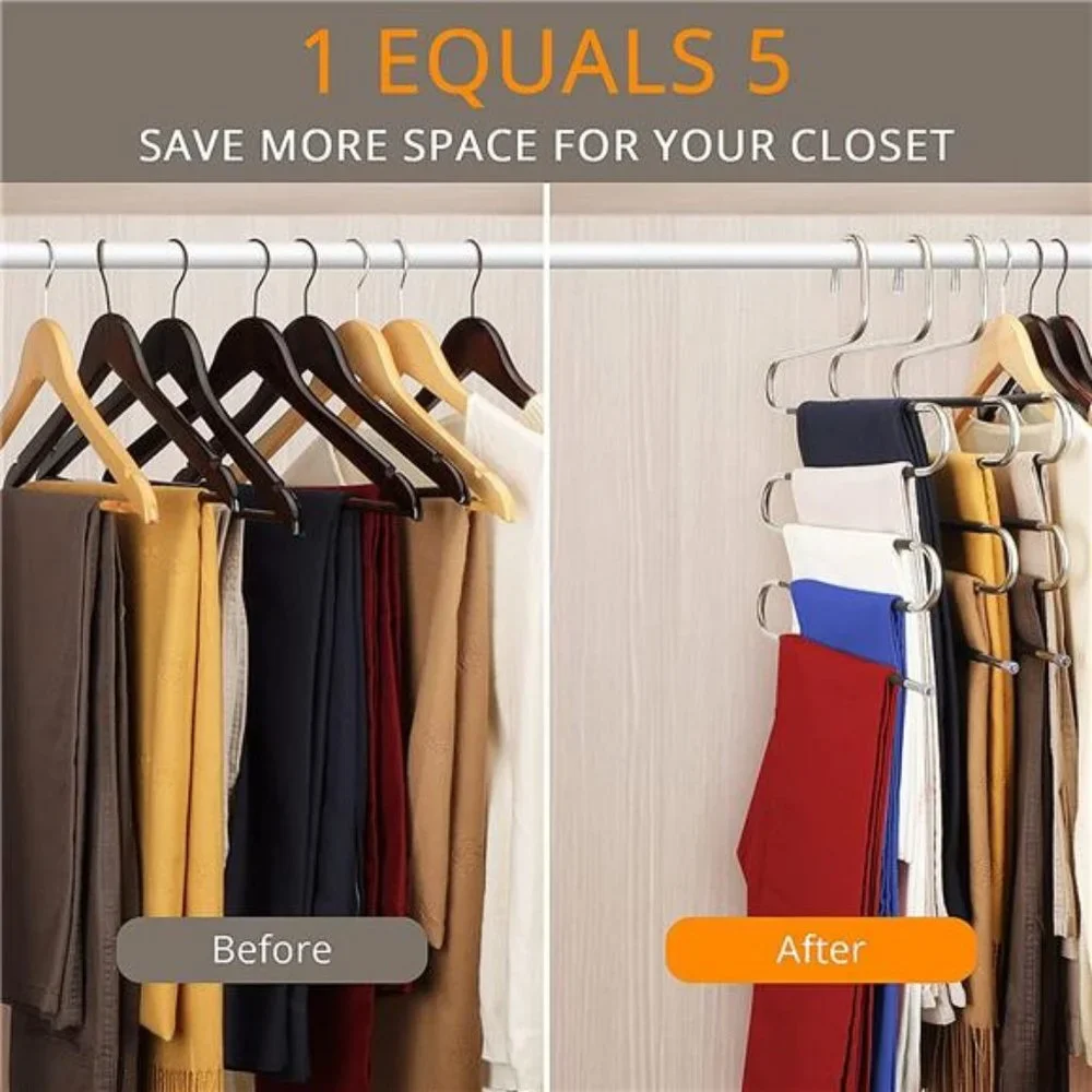 3-Pieces S-Type Stainless Steel Clothes Pants Hangers